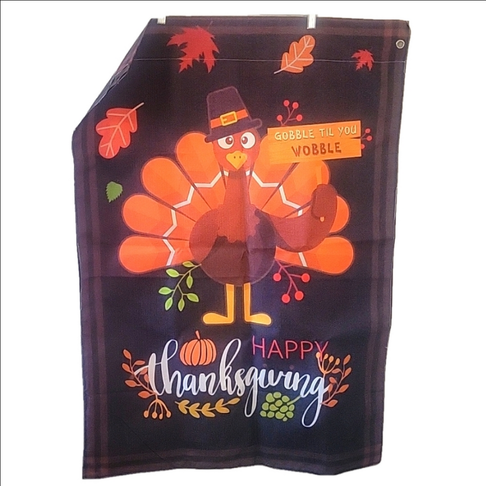 Gobble Wobble happy Thanksgiving decorative flag
